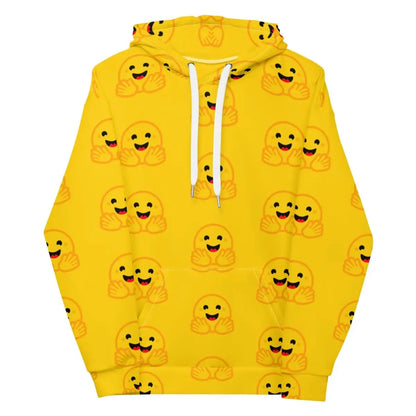 All-Over Print Yellow Hugging Face Icons Hoodie (unisex) - M